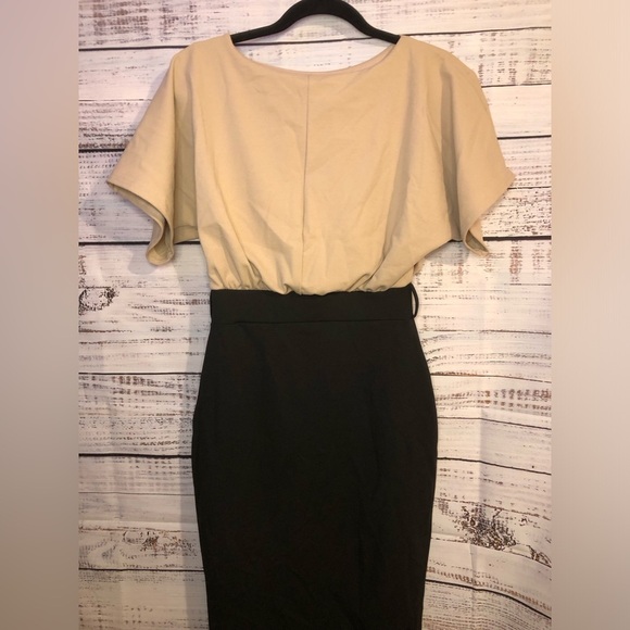 VENUS Beige and Black Midi Dress - Picture 9 of 15